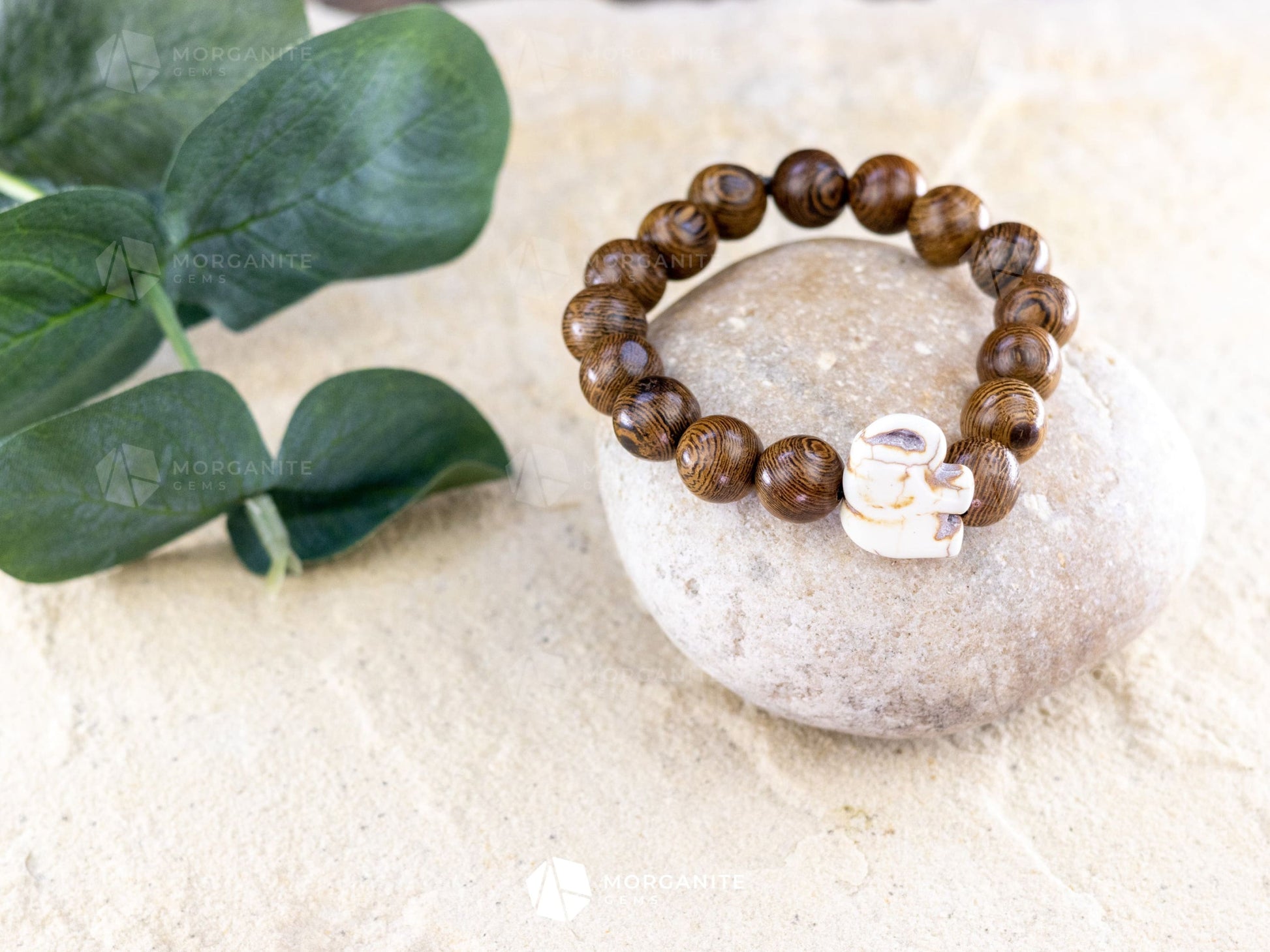 Wenge Wood Bracelet-Morganite Gems