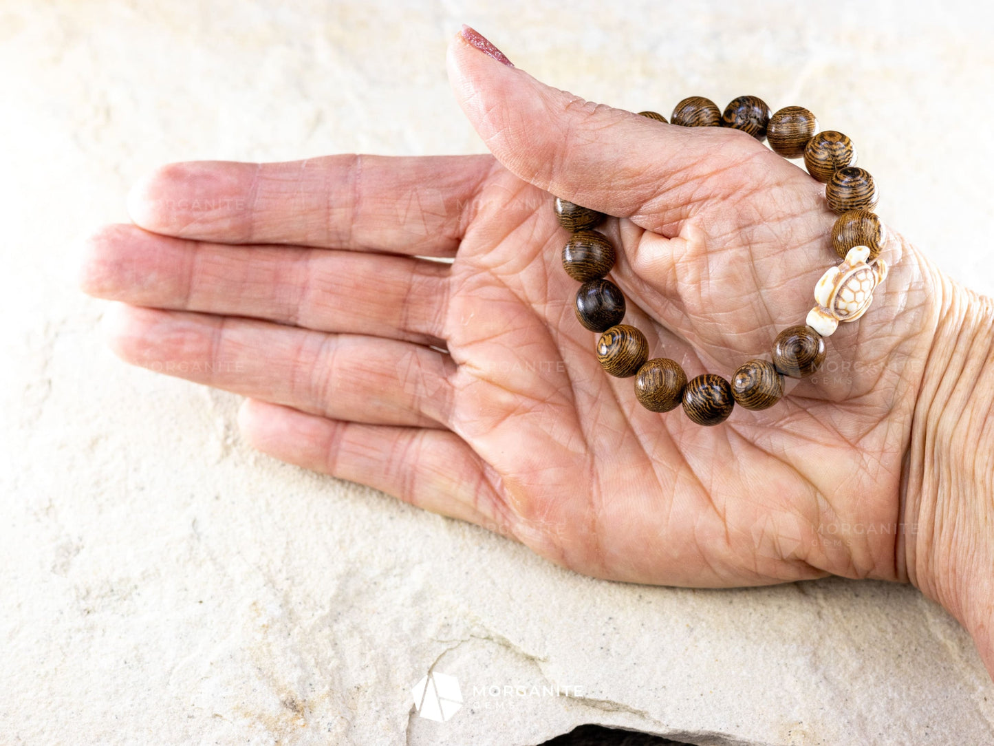 Wenge Wood Bracelet-Morganite Gems