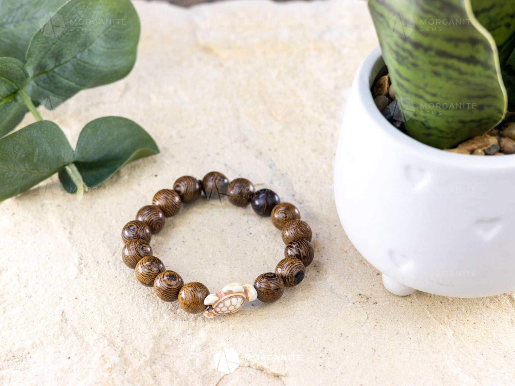 Wenge Wood Bracelet-Morganite Gems