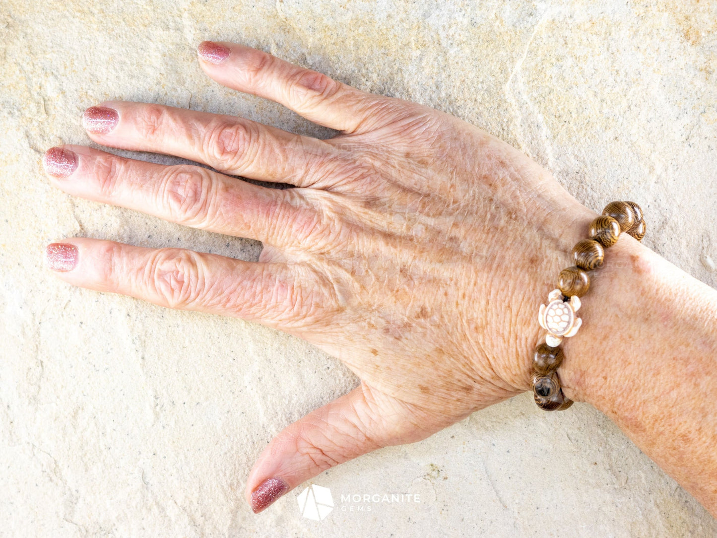 Wenge Wood Bracelet-Morganite Gems