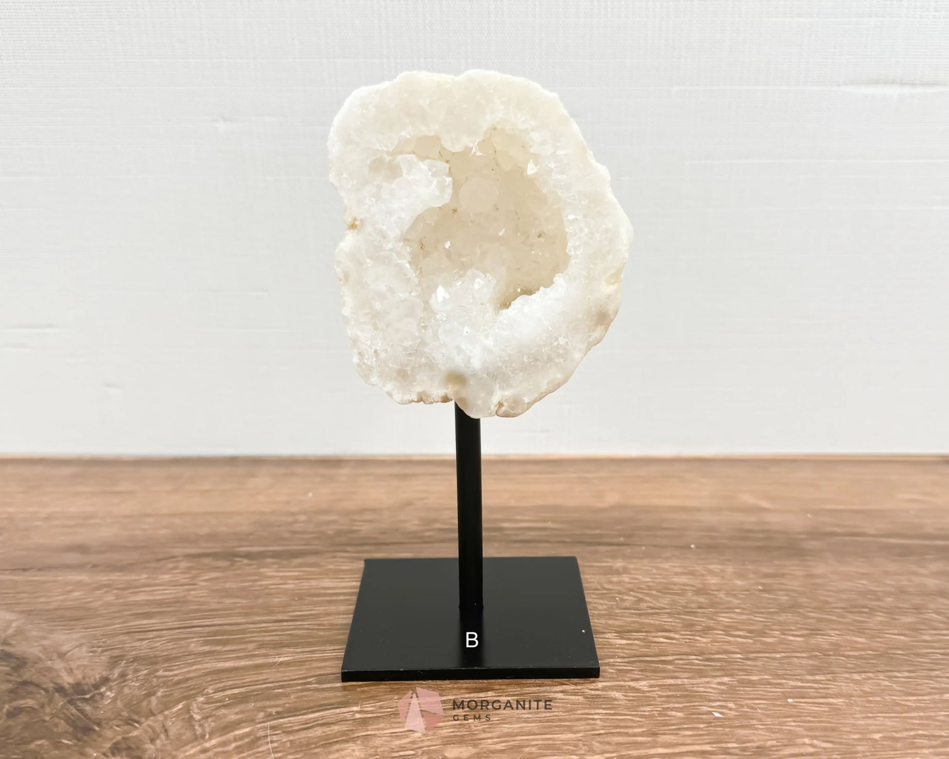 White Geode Specimen on Metal Stand-Morganite Gems