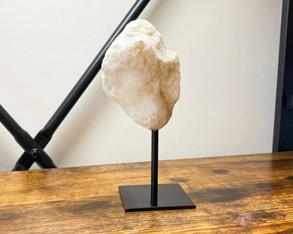 White Geode Specimen on Metal Stand-Morganite Gems