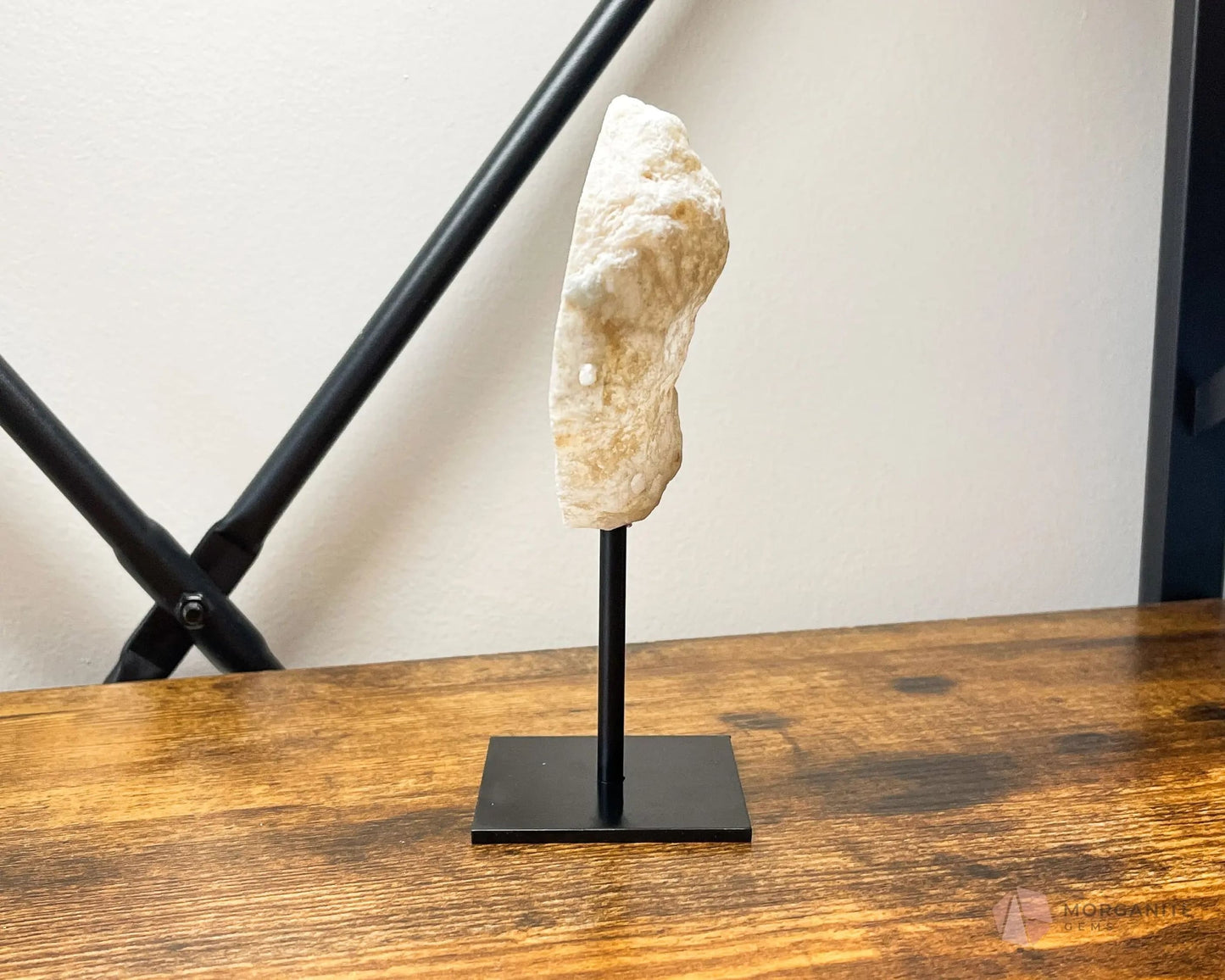 White Geode Specimen on Metal Stand-Morganite Gems