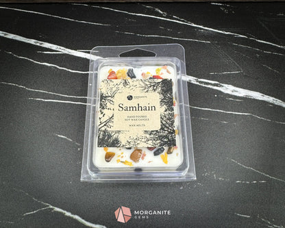 Samhain Wax Melts – Fall Scented Soy Wax Melts with Crystals | Smoky Amber Apple | Witchy Home Fragrance - Container