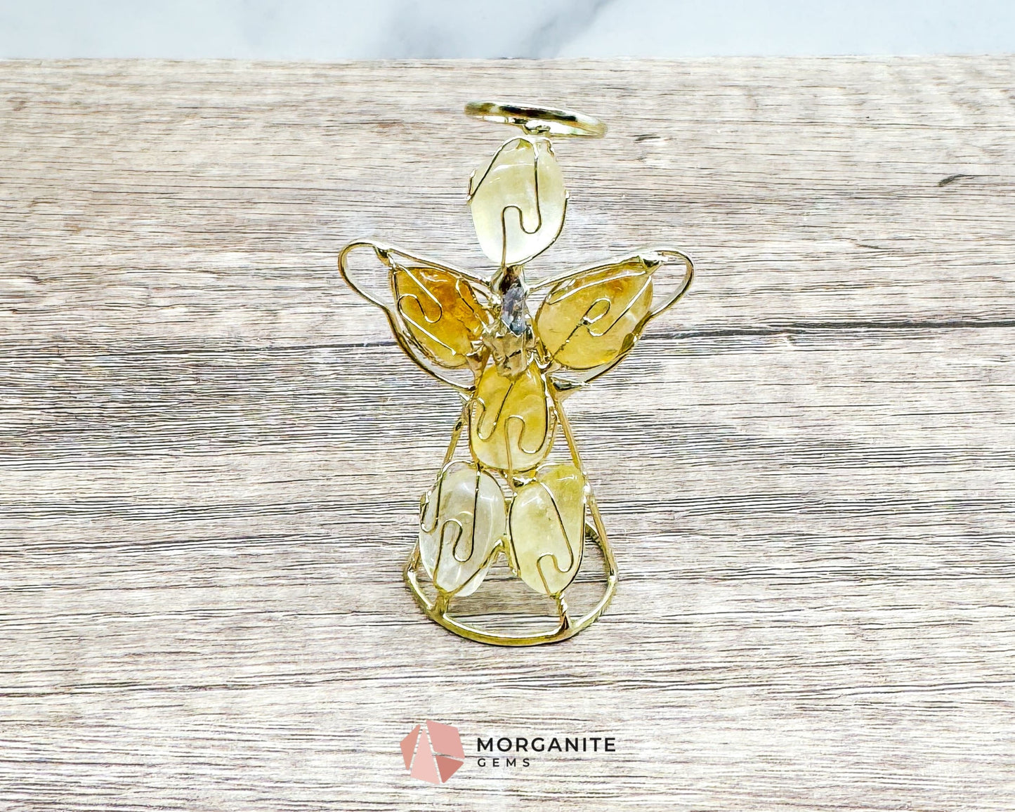 Wire-Wrapped Angel with Veracruz Amethyst Point – Handmade in Mexico-Morganite Gems