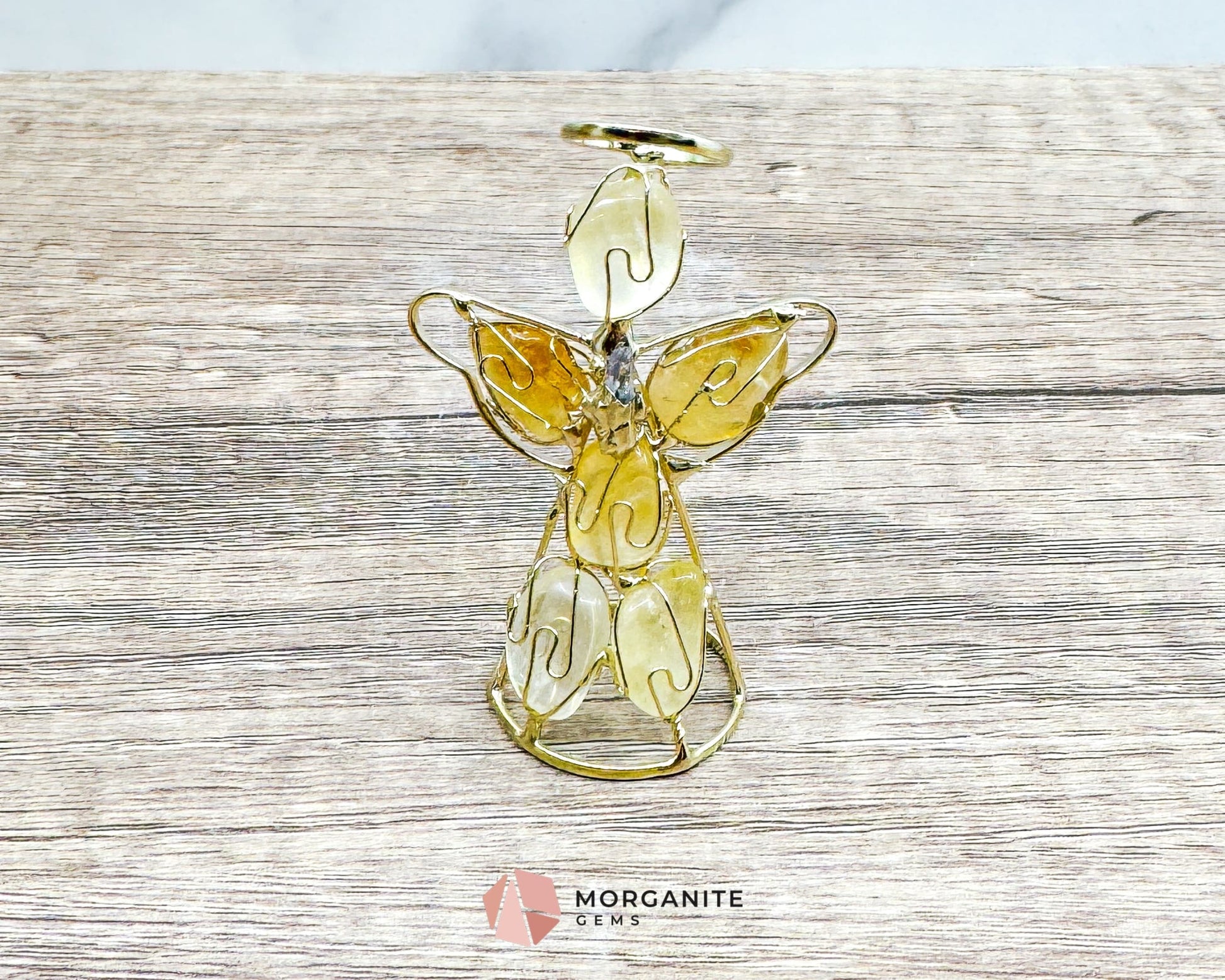 Wire-Wrapped Angel with Veracruz Amethyst Point – Handmade in Mexico-Morganite Gems