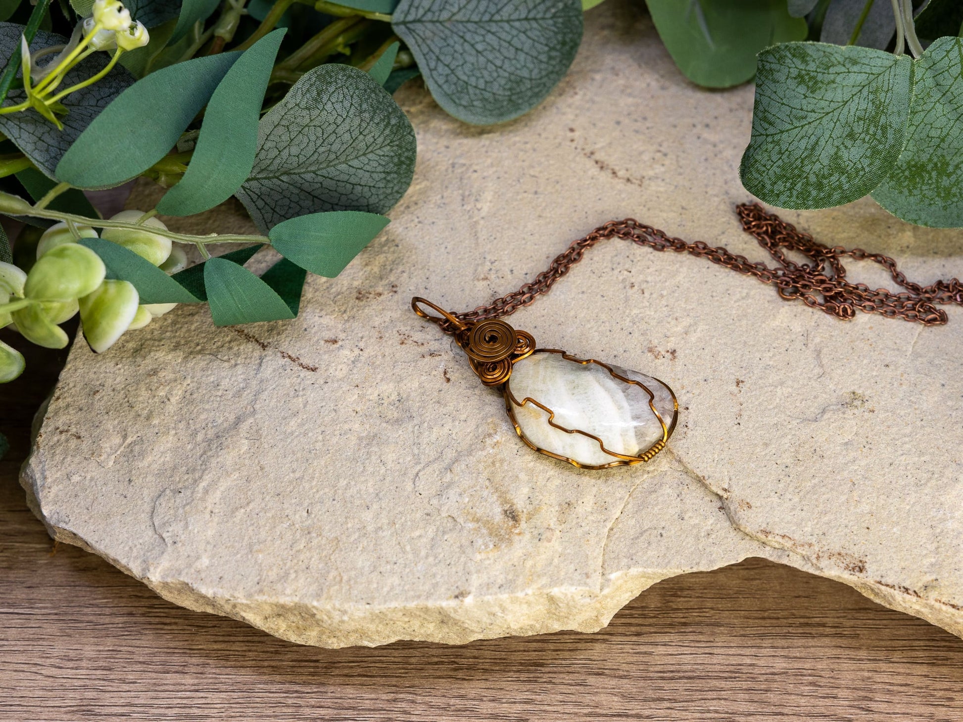 Wire-Wrapped Fluorite with Copper Necklace