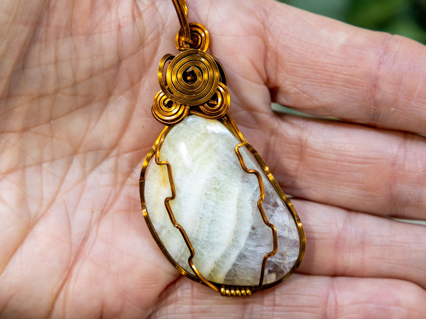 Wire-Wrapped Fluorite with Copper Necklace