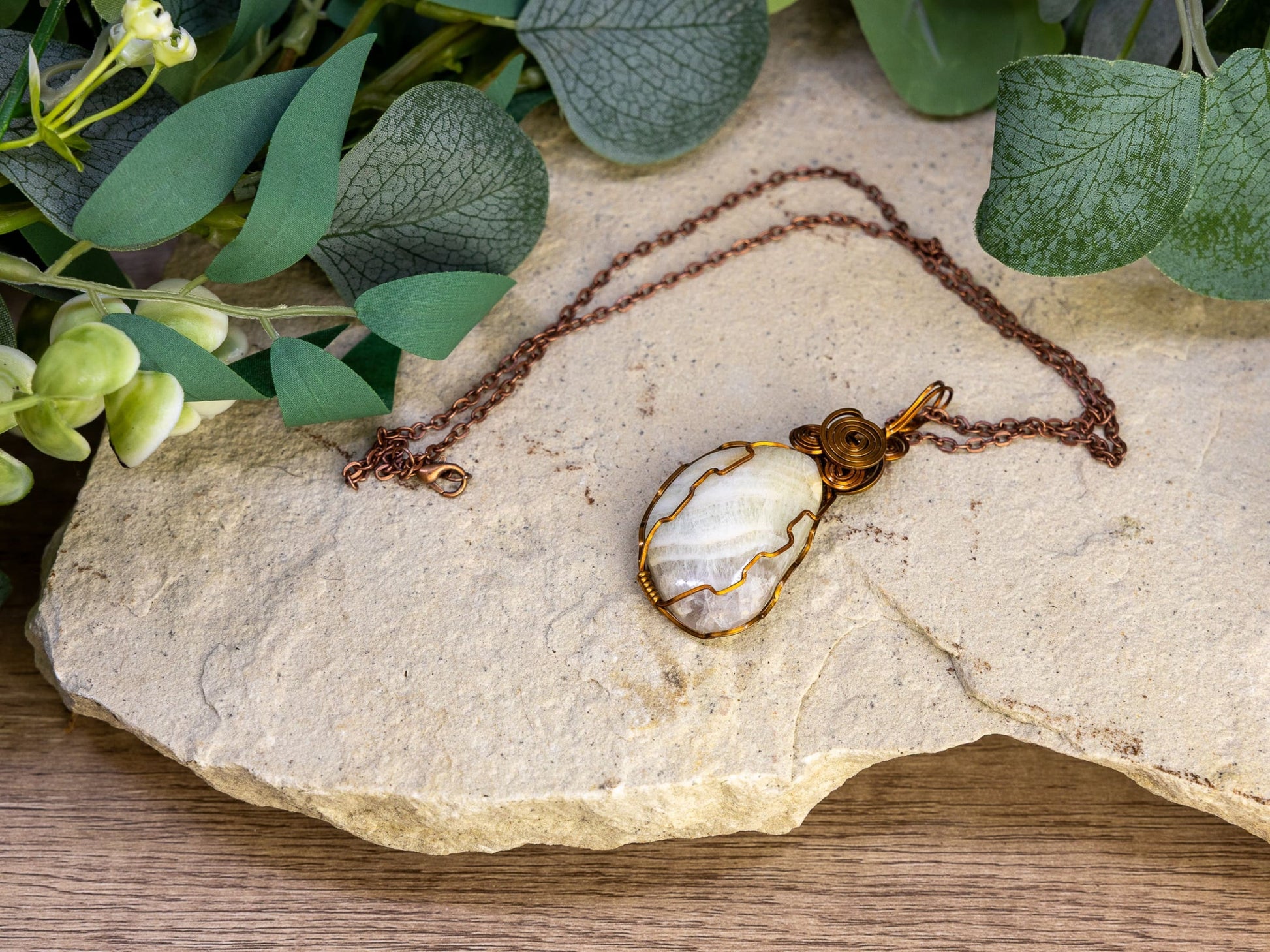 Wire-Wrapped Fluorite with Copper Necklace