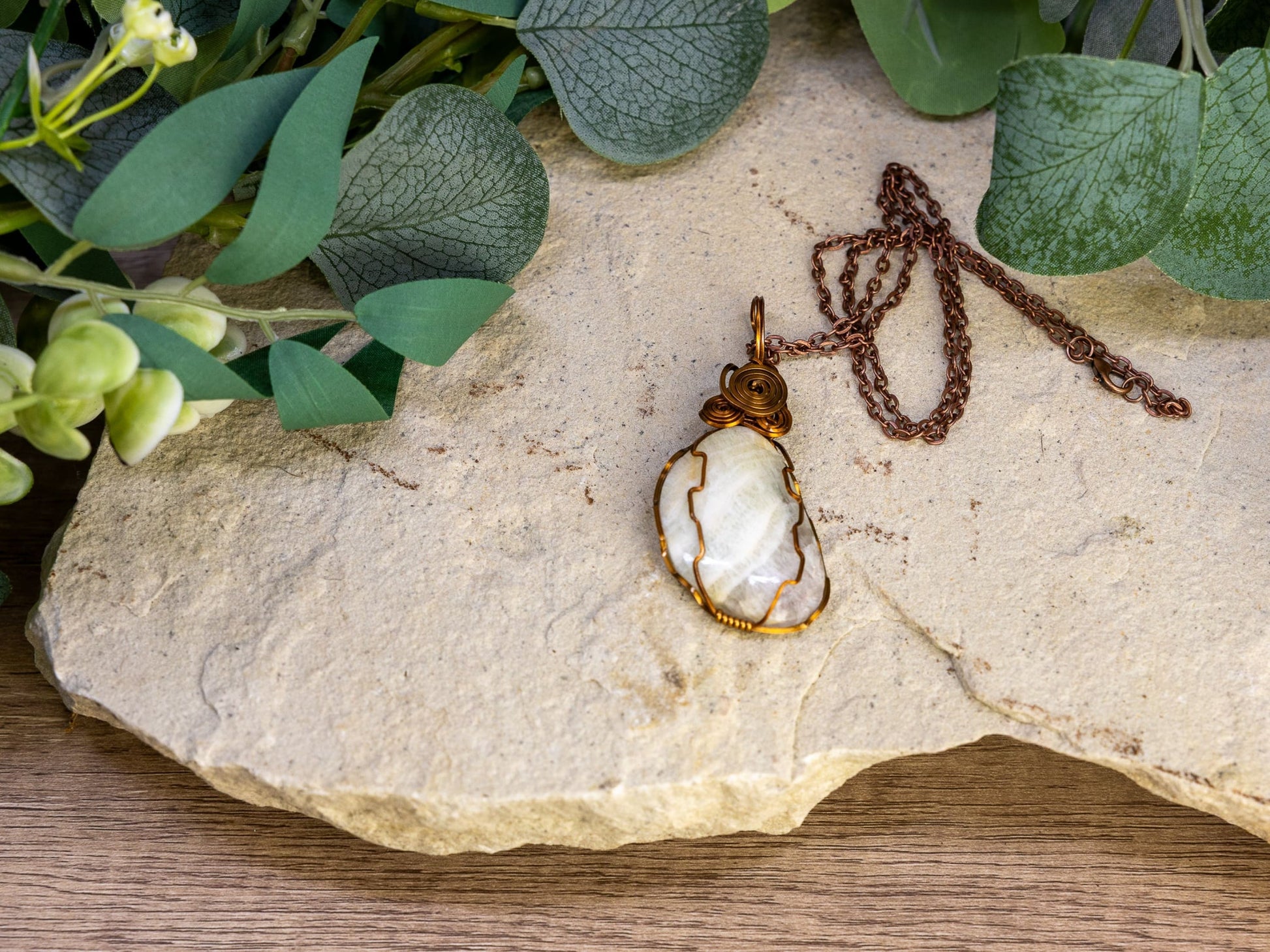 Wire-Wrapped Fluorite with Copper Necklace