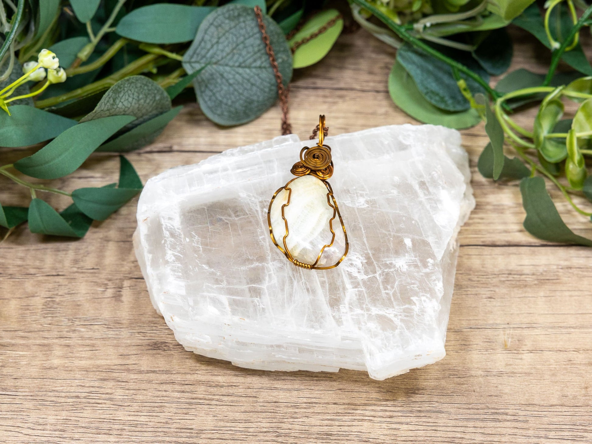 Wire-Wrapped Fluorite with Copper Necklace