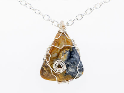 Wire-Wrapped Jasper with Sterling Necklace by Josh Felix