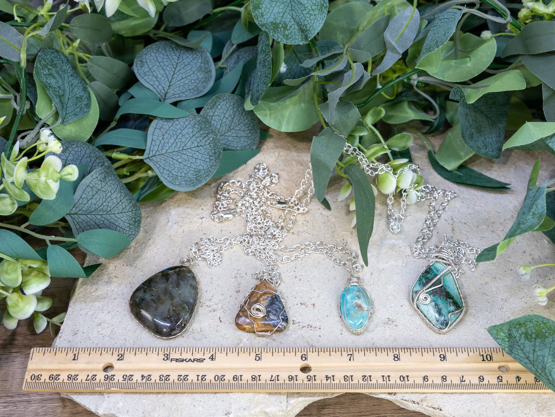 Wire-Wrapped Jasper with Sterling Necklace by Josh Felix