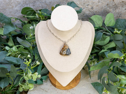 Wire-Wrapped Jasper with Sterling Necklace by Josh Felix