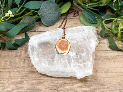 Wire-Wrapped Peruvian Pink Opal Necklace with Copper