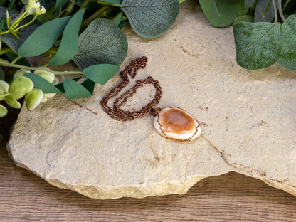 Wire-Wrapped Peruvian Pink Opal Necklace with Copper
