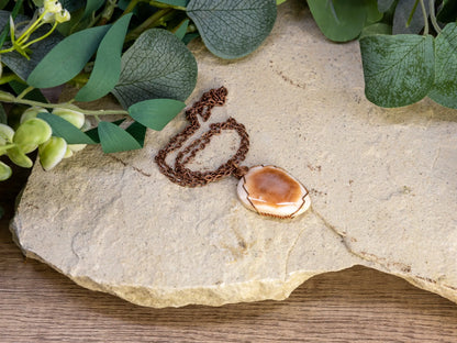 Wire-Wrapped Peruvian Pink Opal Necklace with Copper
