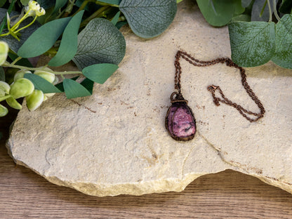 Wire-Wrapped Rubellite in Quartz with Mixed Wire Necklace