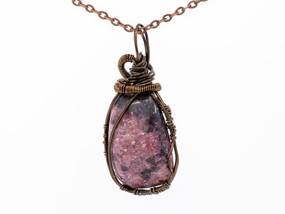 Wire-Wrapped Rubellite in Quartz with Mixed Wire Necklace