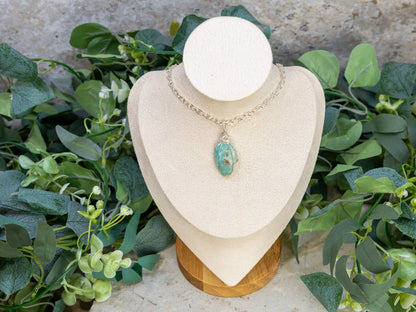 Wire-Wrapped Smithsonite/Caribbean Calcite with Sterling Necklace by Josh Felix