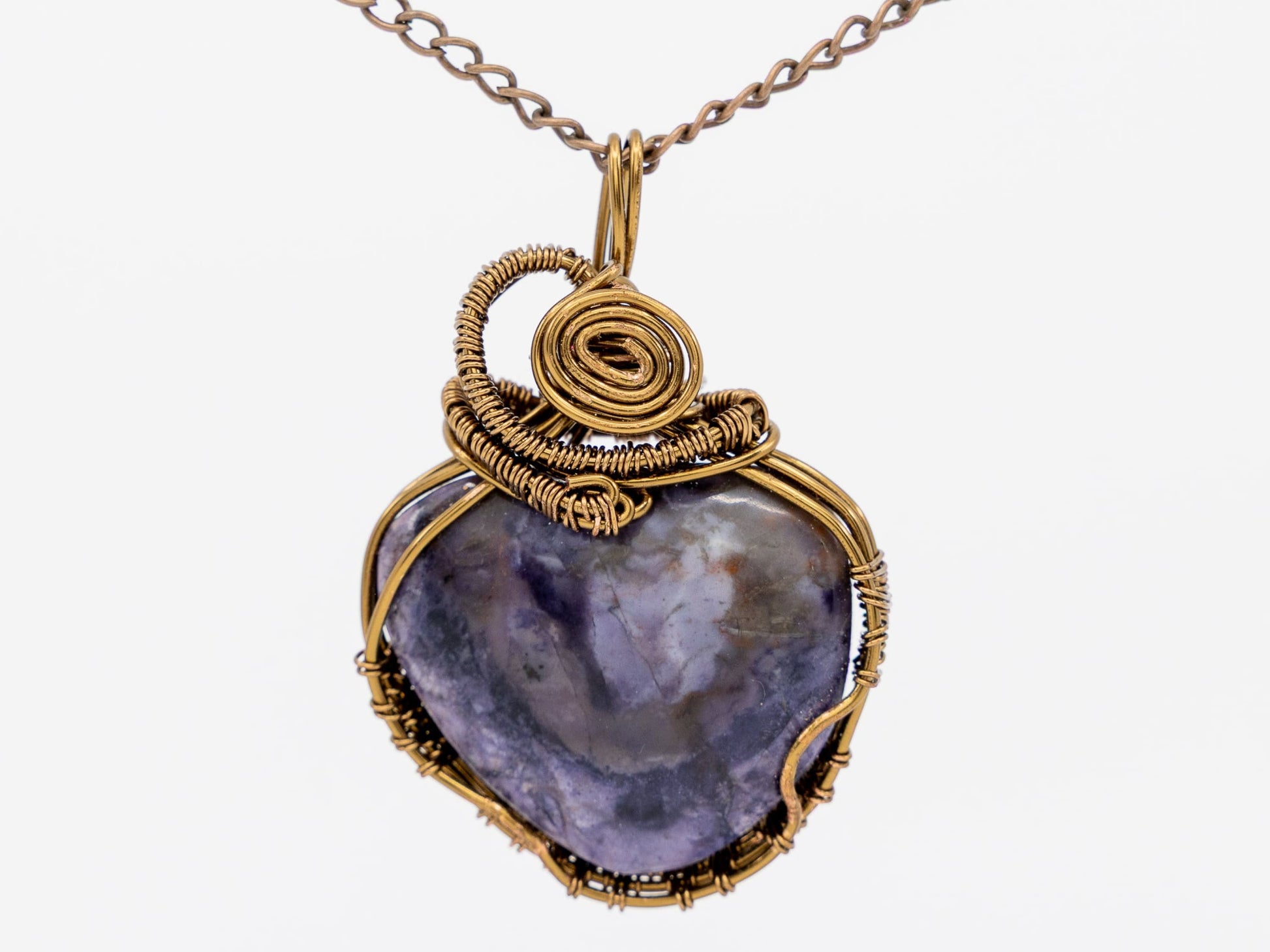 Wire-Wrapped Tiffany Stone with Copper Necklace
