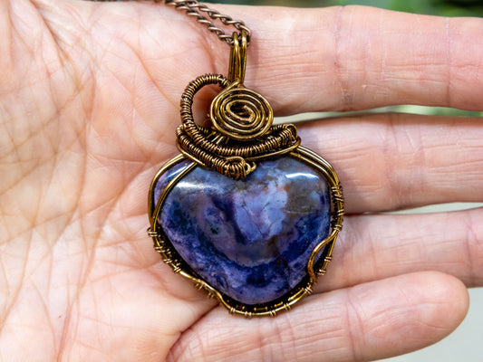 Wire-Wrapped Tiffany Stone with Copper Necklace