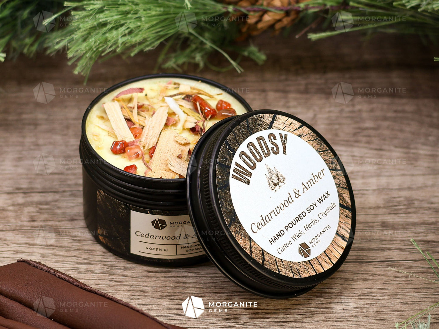 Woodsy Candles for Men-Morganite Gems