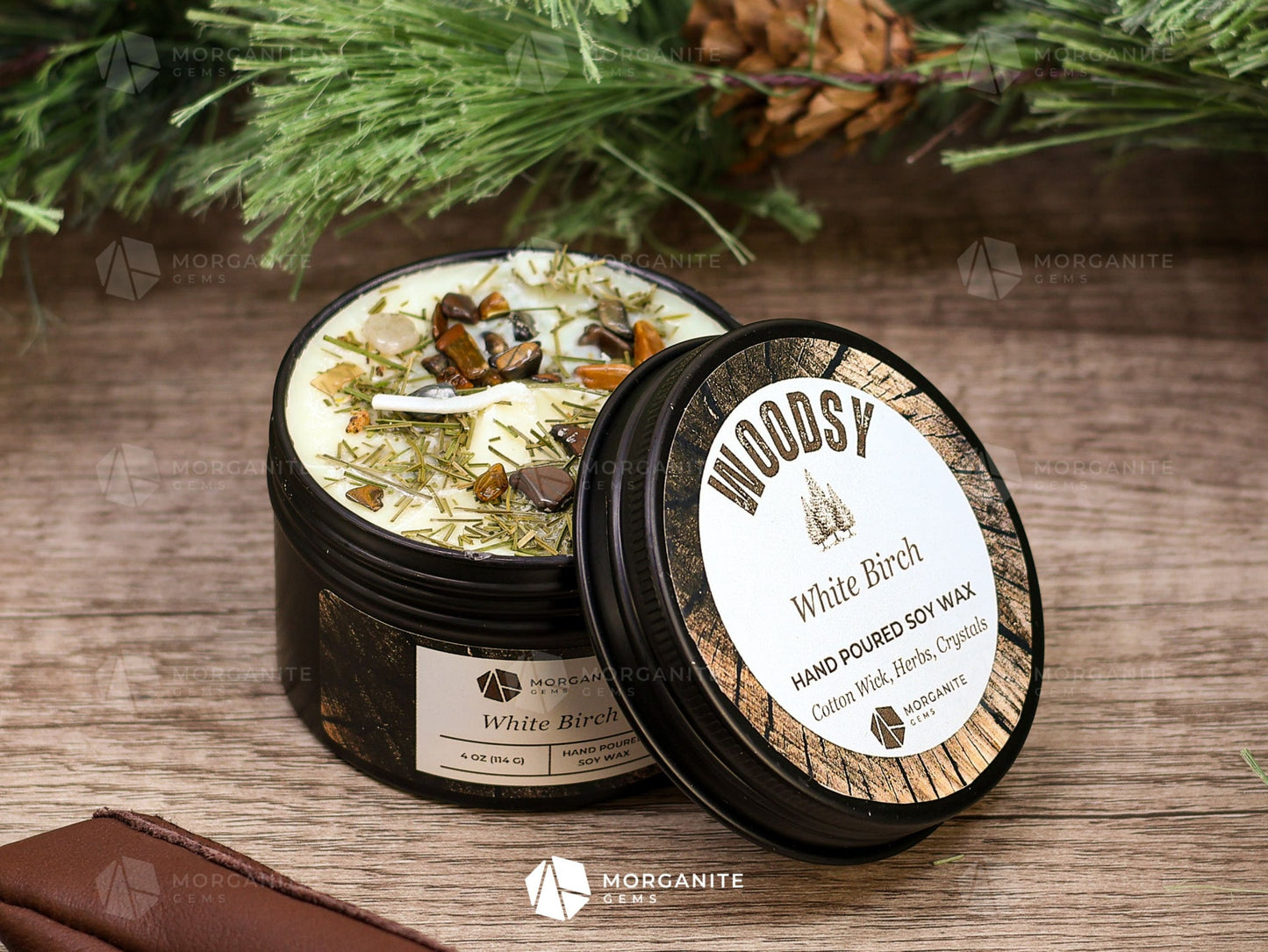 Woodsy Candles for Men-Morganite Gems