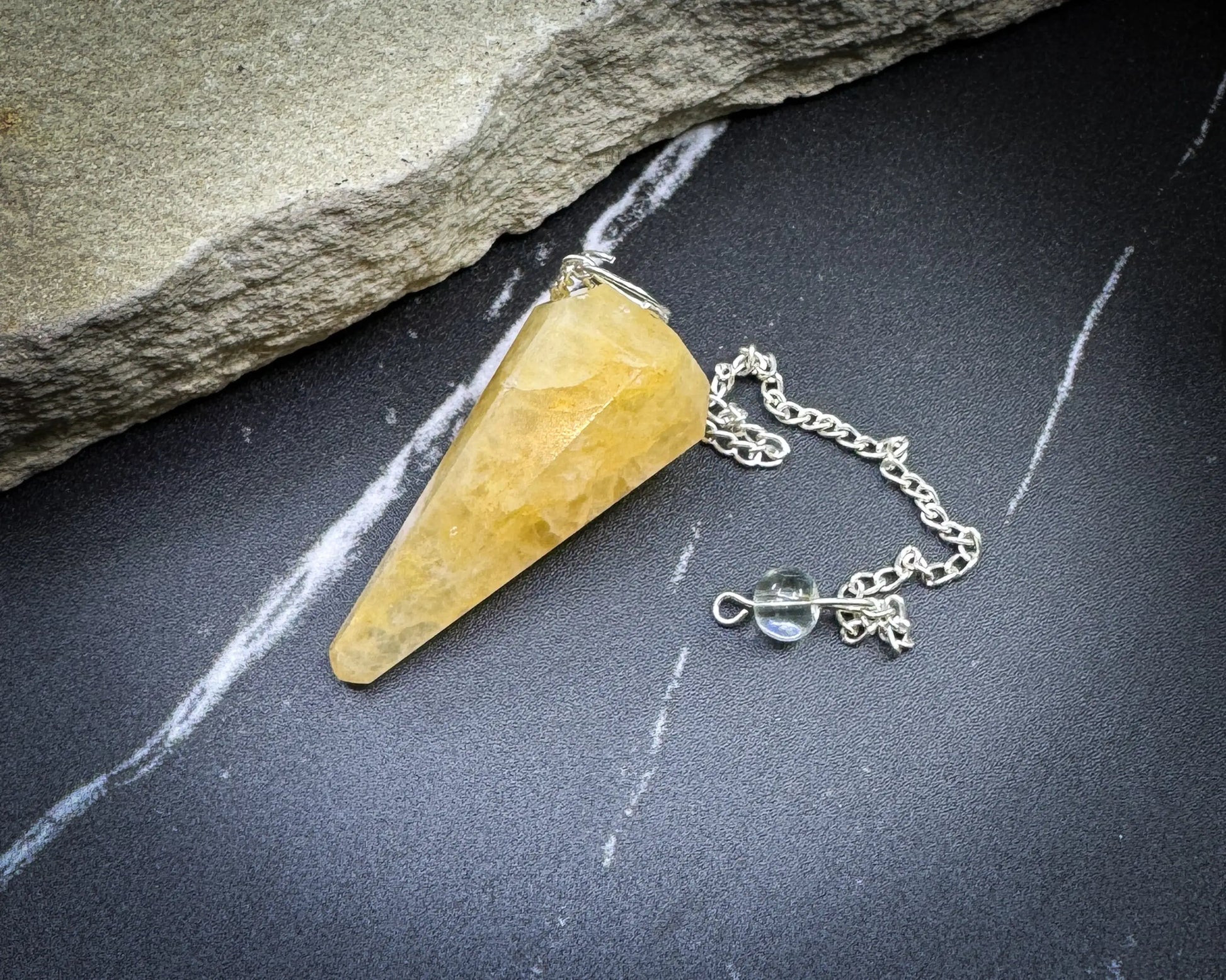 Yellow Aventurine Crystal Pendulum for Creativity & Insight - Metaphysical Crystals