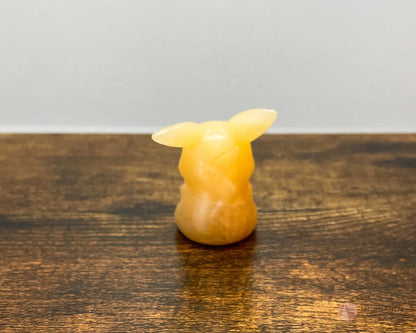 Yellow Calcite Pikachu-Inspired Crystal Figurine – Hand-Carved Pokémon Collectible-Morganite Gems