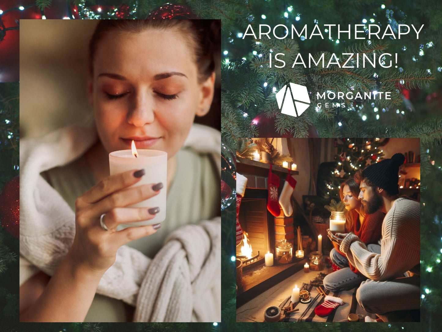 Yule Blessing Candle, Winter Solstice Candle, Christmas Candle, Holiday Candle-Morganite Gems