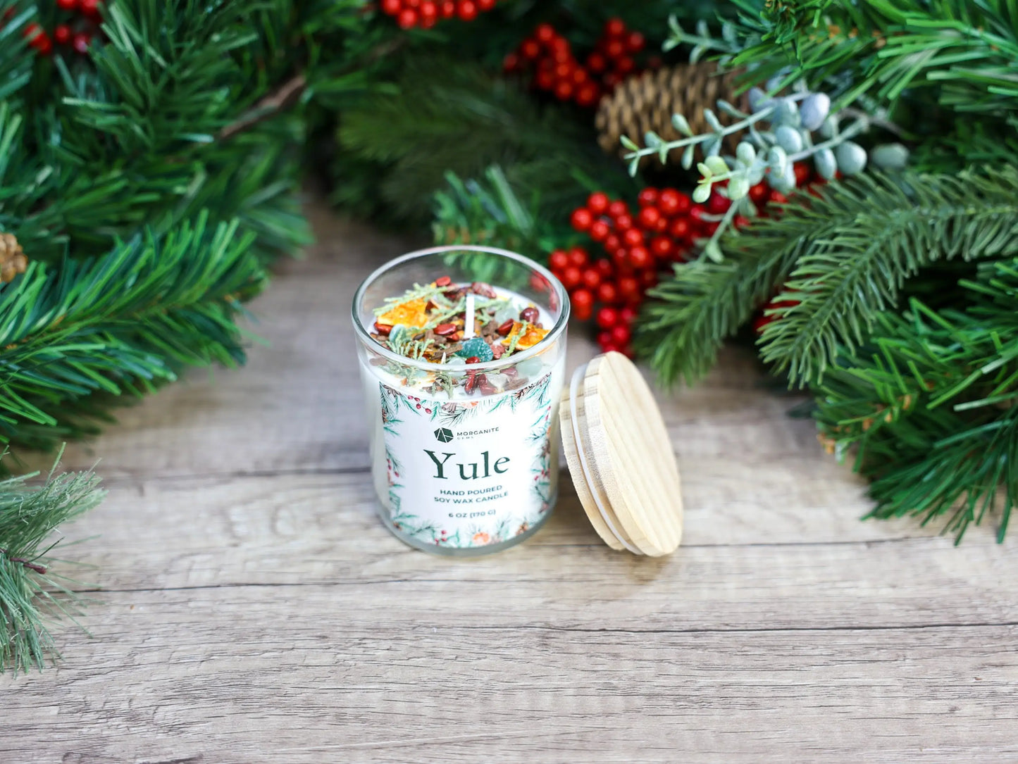 Yule Candle, Winter Solstice Candle, Christmas Candle, Holiday Candle-Morganite Gems