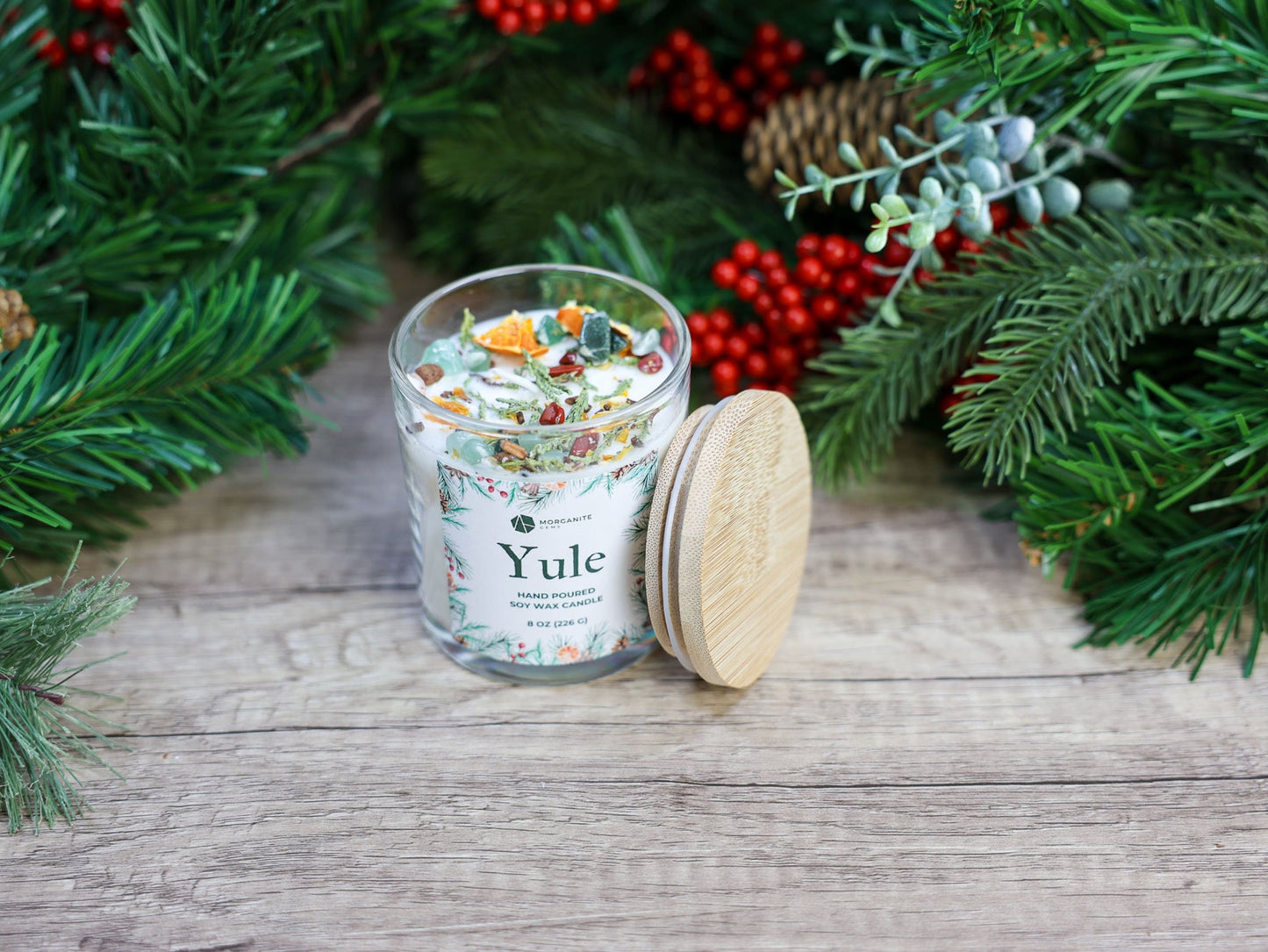 Yule Candle, Winter Solstice Candle, Christmas Candle, Holiday Candle-Morganite Gems