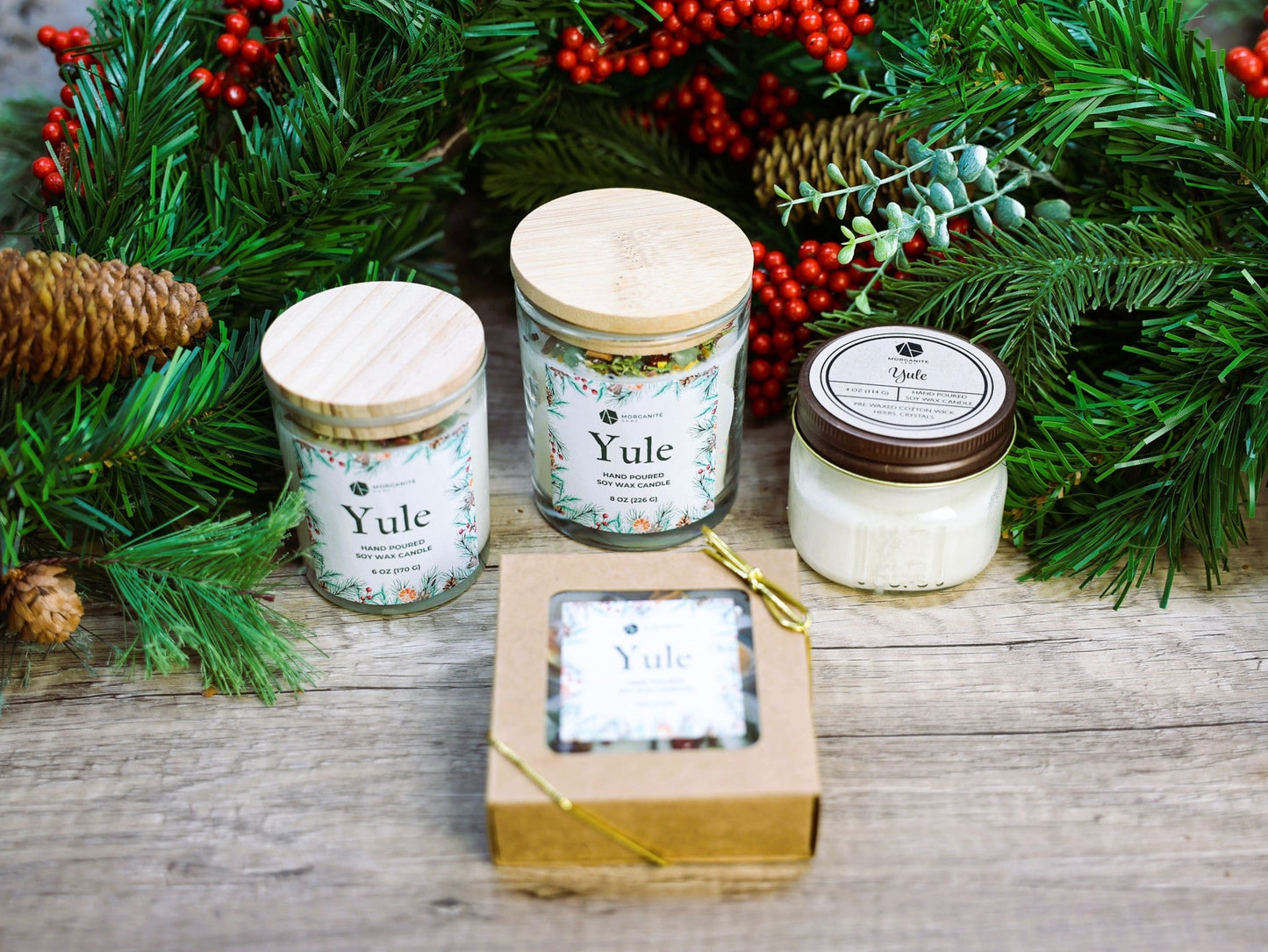 Yule Candle, Winter Solstice Candle, Christmas Candle, Holiday Candle-Morganite Gems