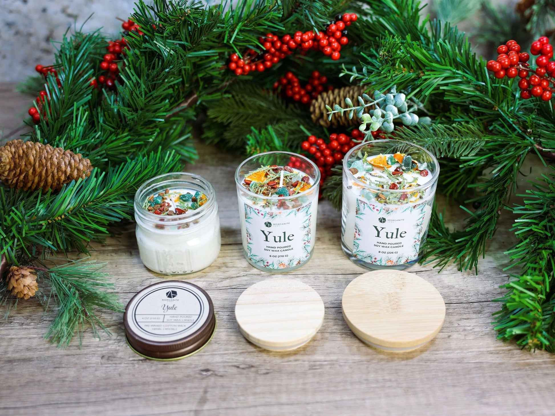 Yule Candle, Winter Solstice Candle, Christmas Candle, Holiday Candle-Morganite Gems