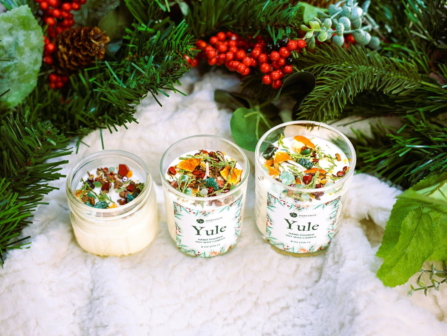 Yule Candle, Winter Solstice Candle, Christmas Candle, Holiday Candle-Morganite Gems