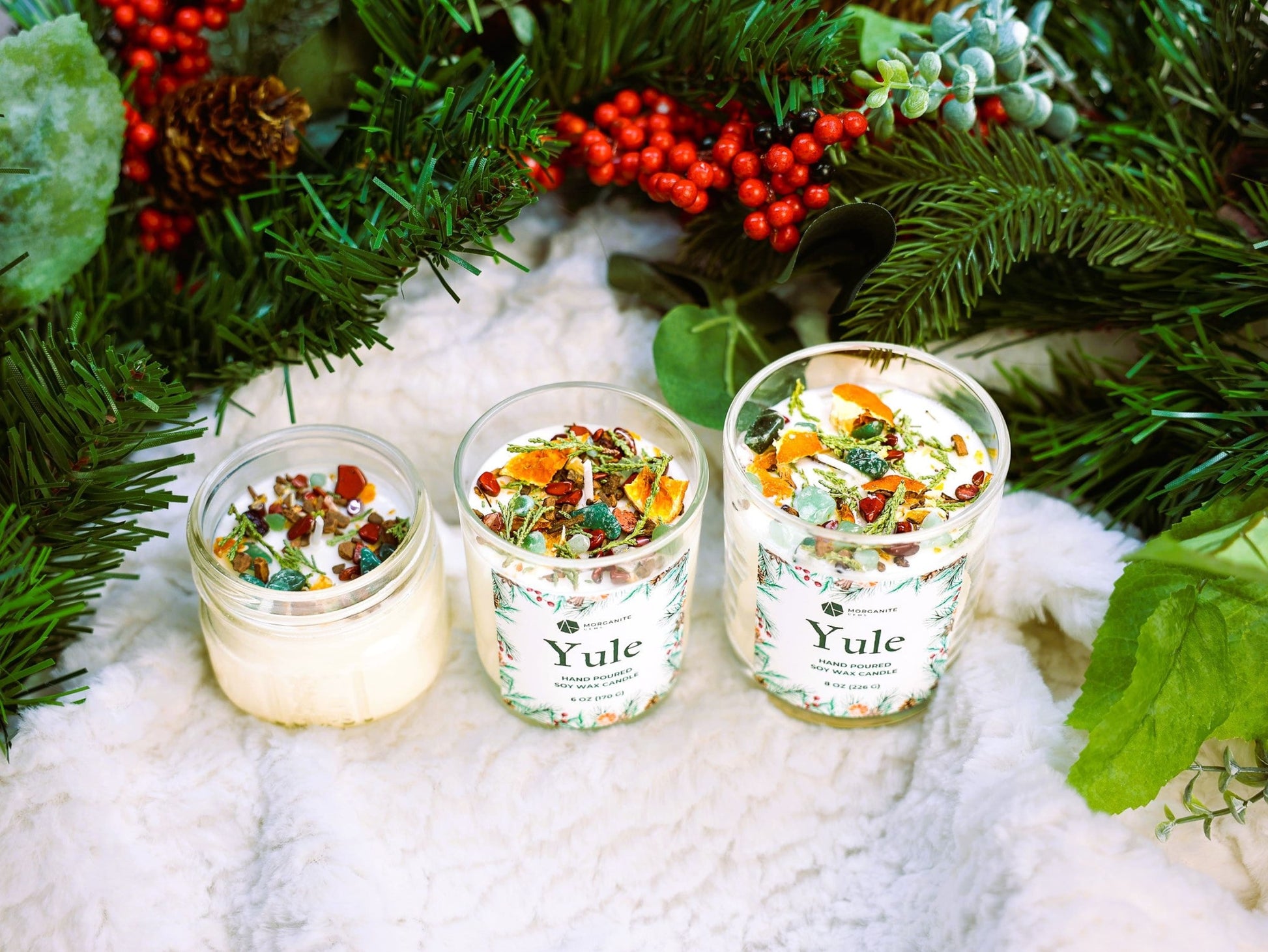 Yule Candle, Winter Solstice Candle, Christmas Candle, Holiday Candle-Morganite Gems