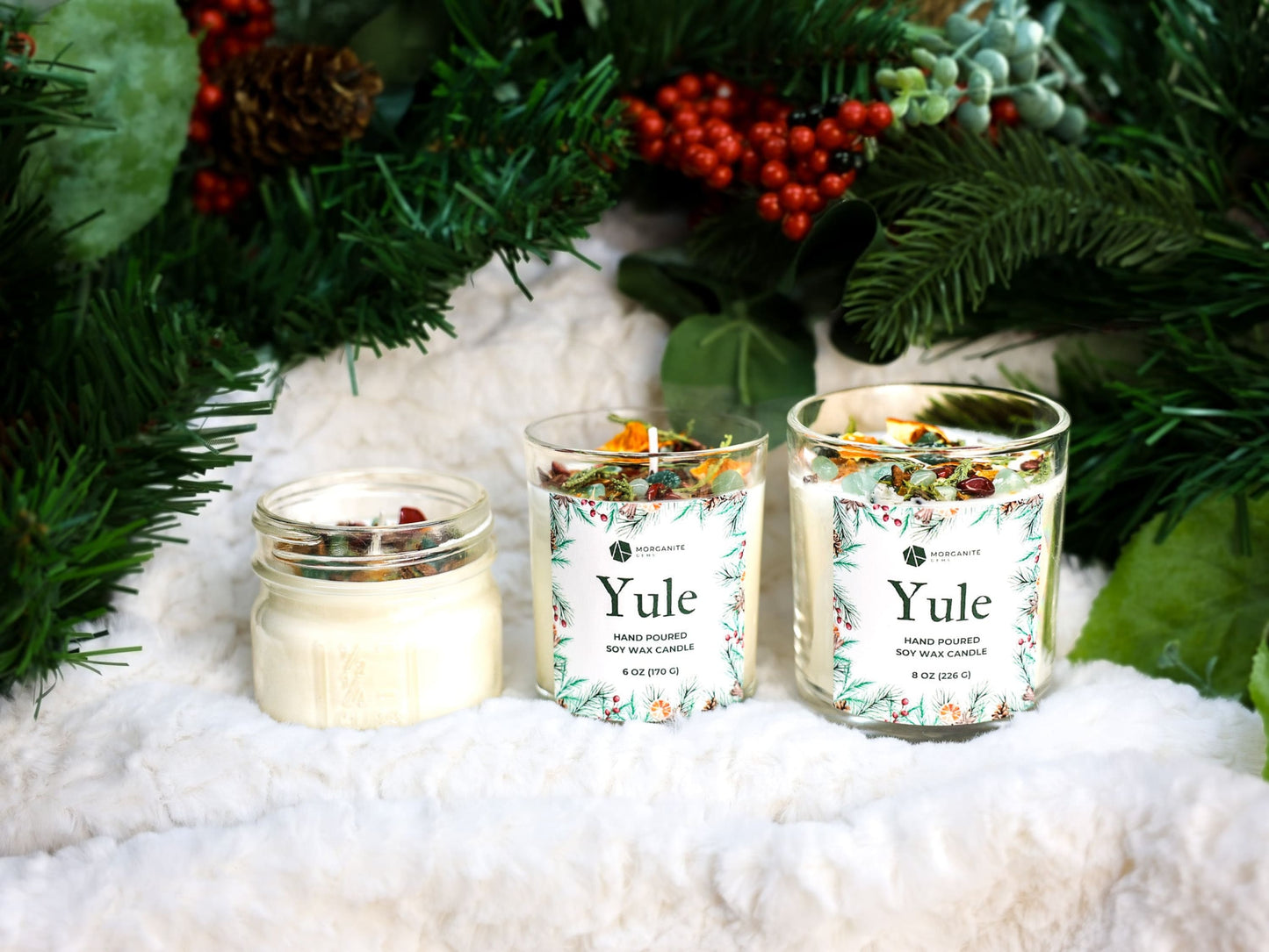 Yule Candle, Winter Solstice Candle, Christmas Candle, Holiday Candle-Morganite Gems
