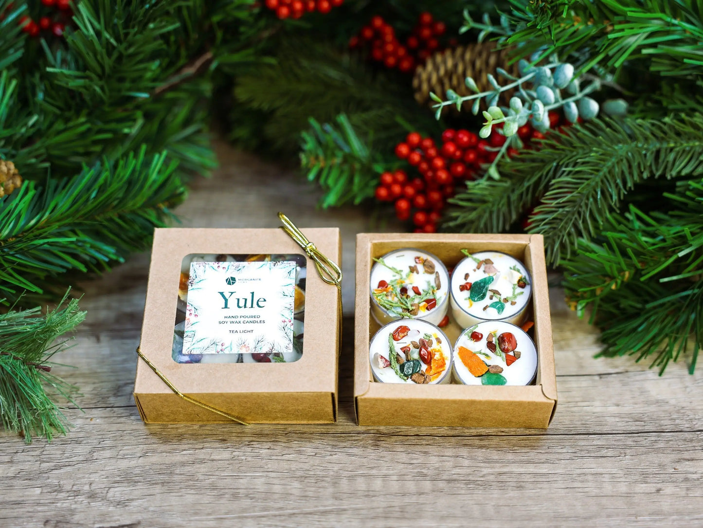 Yule Candle, Winter Solstice Candle, Christmas Candle, Holiday Candle-Morganite Gems