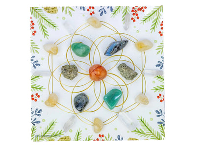 Yule Crystal Grid Set – Manifestation and Energy Alignment Kit for Winter Solstice Magic-Morganite Gems