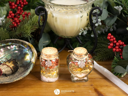 Yule Manifestation Jar – Holiday Intention Setting Kit for Abundance, Renewal & Winter Solstice Magic-Morganite Gems