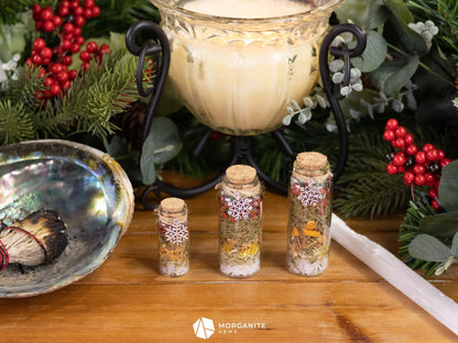 Yule Manifestation Jar – Holiday Intention Setting Kit for Abundance, Renewal & Winter Solstice Magic-Morganite Gems