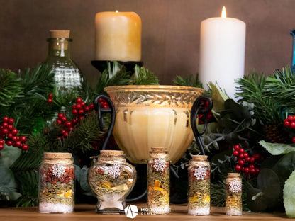 Yule Manifestation Jar – Holiday Intention Setting Kit for Abundance, Renewal & Winter Solstice Magic-Morganite Gems