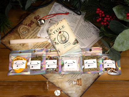 Yule Spell Jar Kit – DIY Holiday Ritual Kit for Manifestation, Abundance & Winter Solstice Magic-Morganite Gems