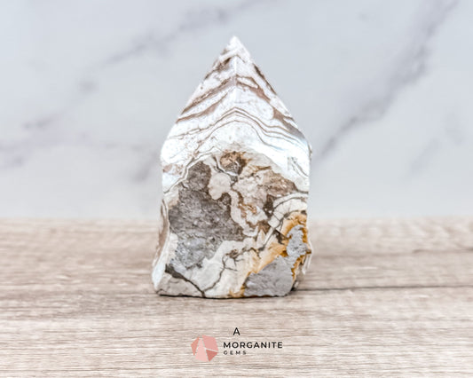 Zebra Jasper Cut Base Point with Polished Top – Grounding and Balancing Crystal for Strength and Protection-Morganite Gems