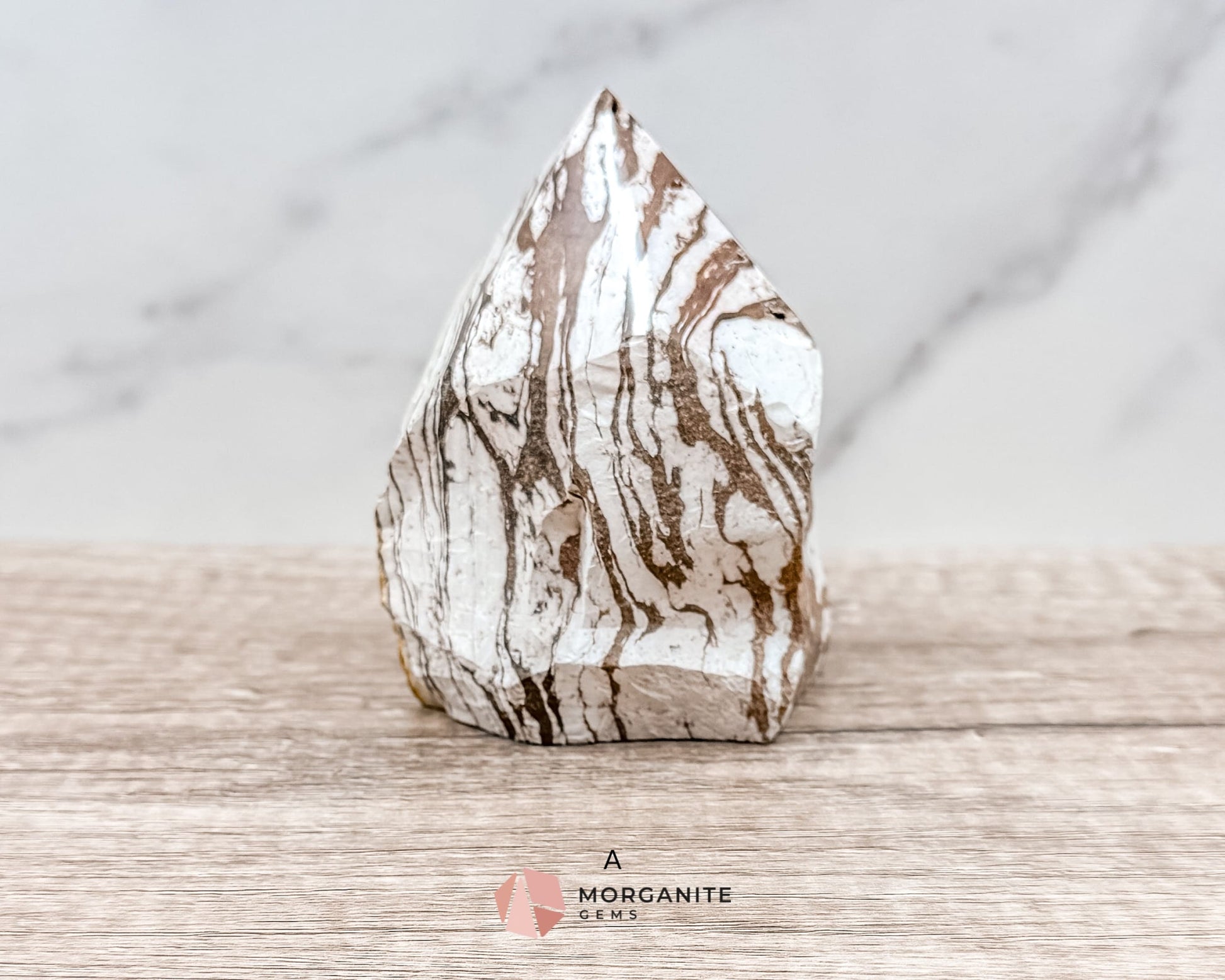 Zebra Jasper Cut Base Point with Polished Top – Grounding and Balancing Crystal for Strength and Protection-Morganite Gems