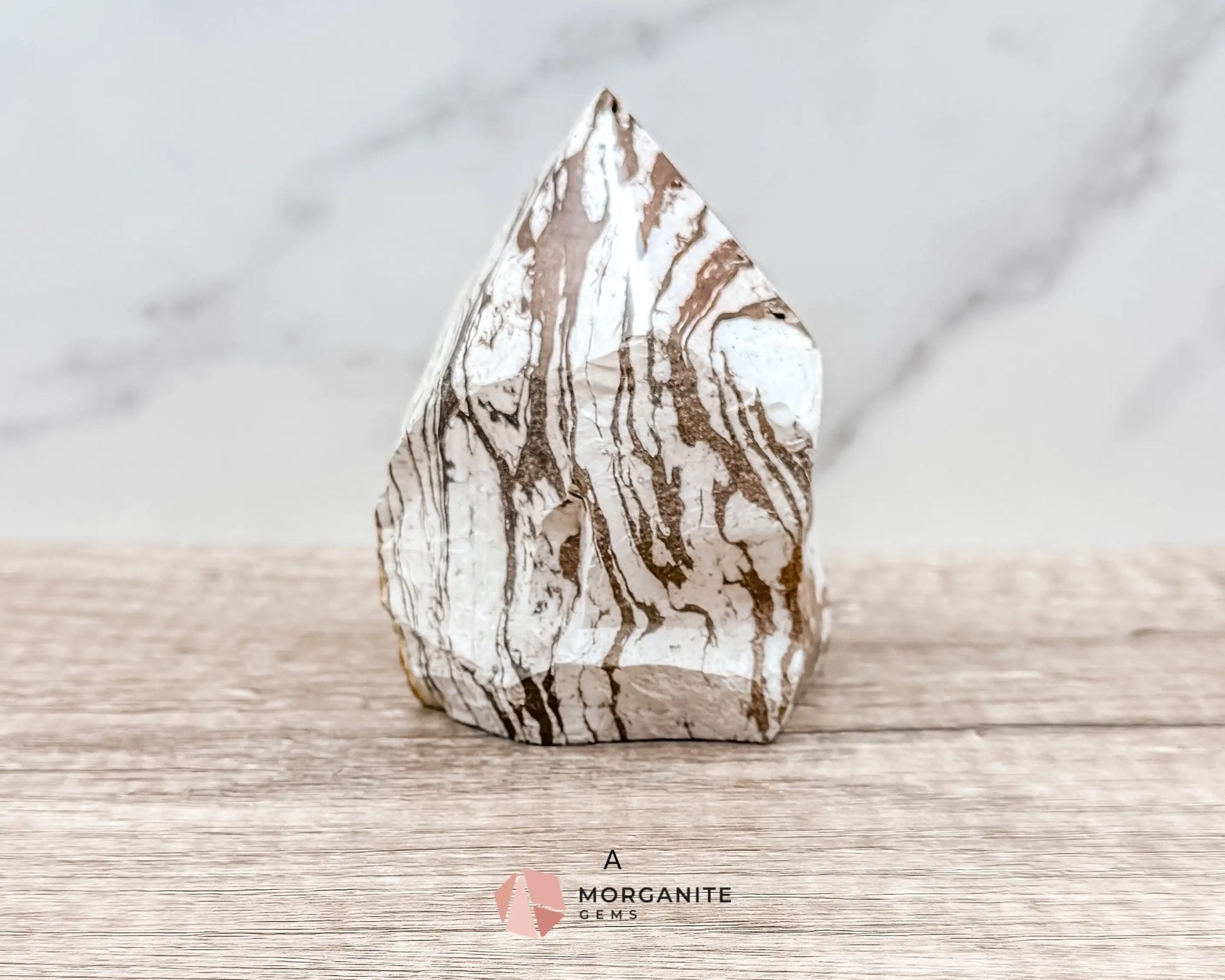 Zebra Jasper Cut Base Point with Polished Top – Grounding and Balancing Crystal for Strength and Protection-Morganite Gems