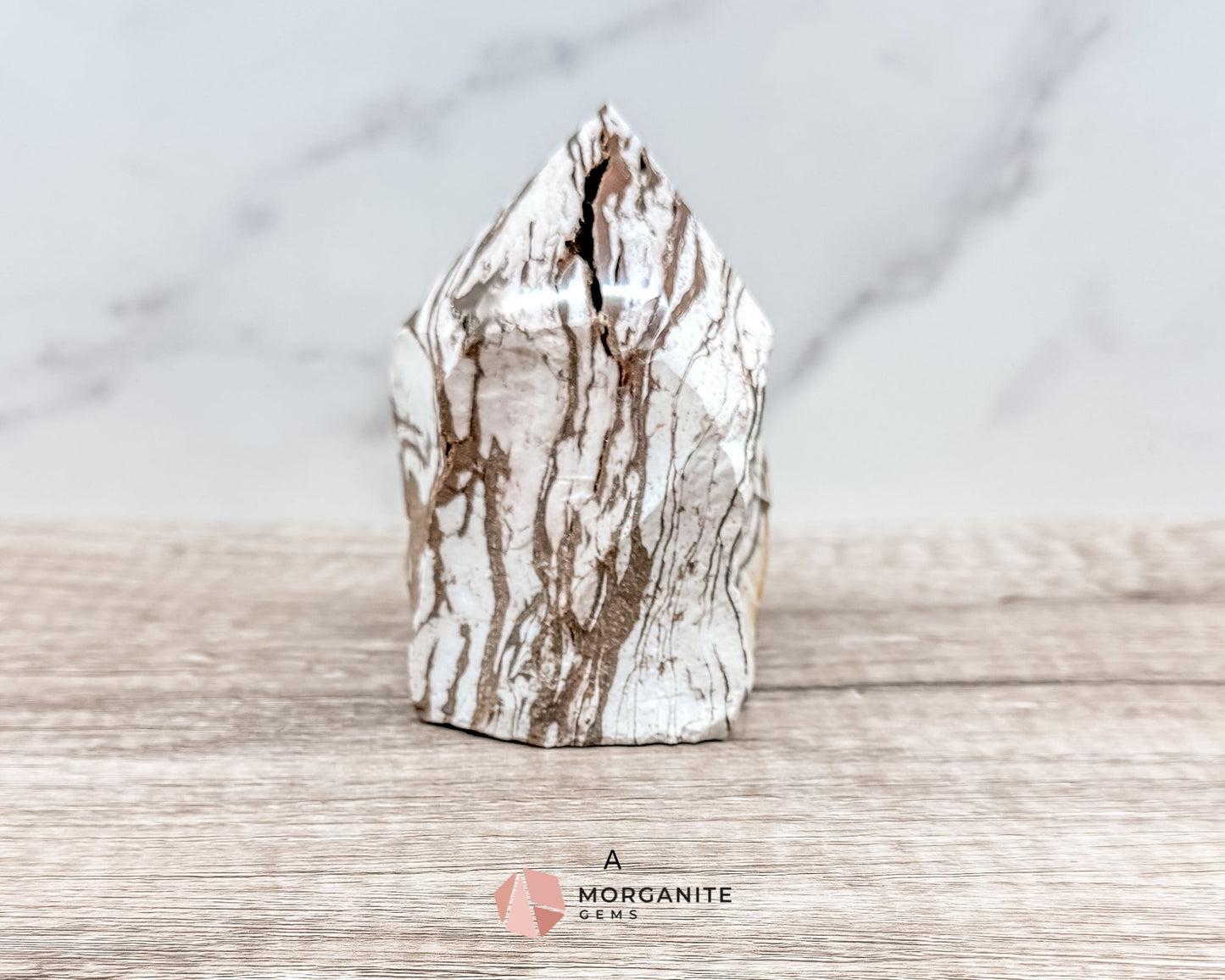 Zebra Jasper Cut Base Point with Polished Top – Grounding and Balancing Crystal for Strength and Protection-Morganite Gems