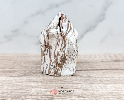 Zebra Jasper Cut Base Point with Polished Top – Grounding and Balancing Crystal for Strength and Protection-Morganite Gems