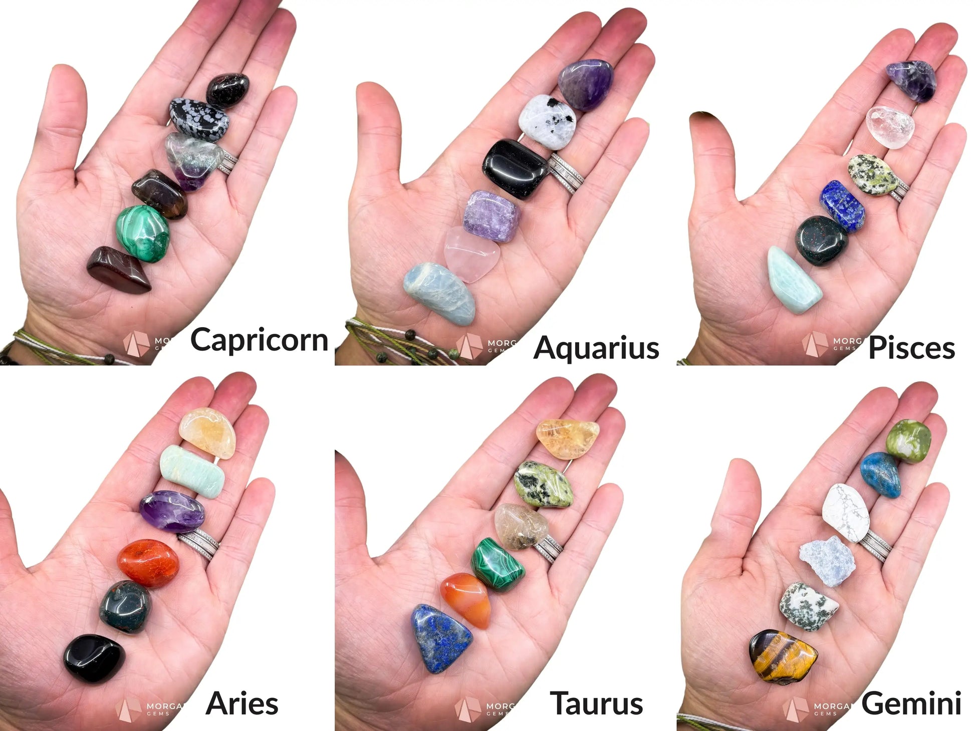 Zodiac Crystal Set | 12 Astrology-Aligned Gemstone Kits | Includes Pouch & Info - Metaphysical Crystals
